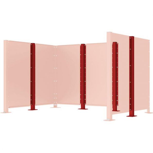 Poteau cache-conteneurs modulable peint sur Galva bordeaux