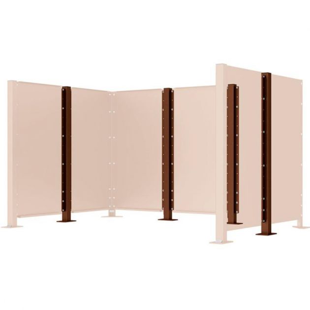 Poteau cache-conteneurs modulable peint sur Galva corten