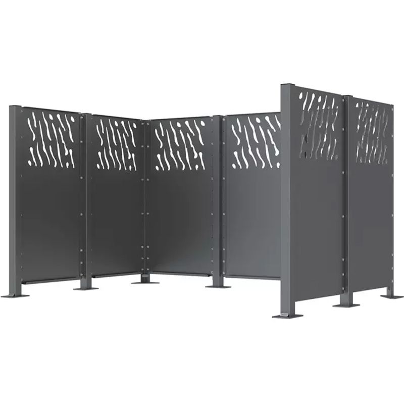 Poteau cache-conteneurs modulable peint sur Galva photo réel