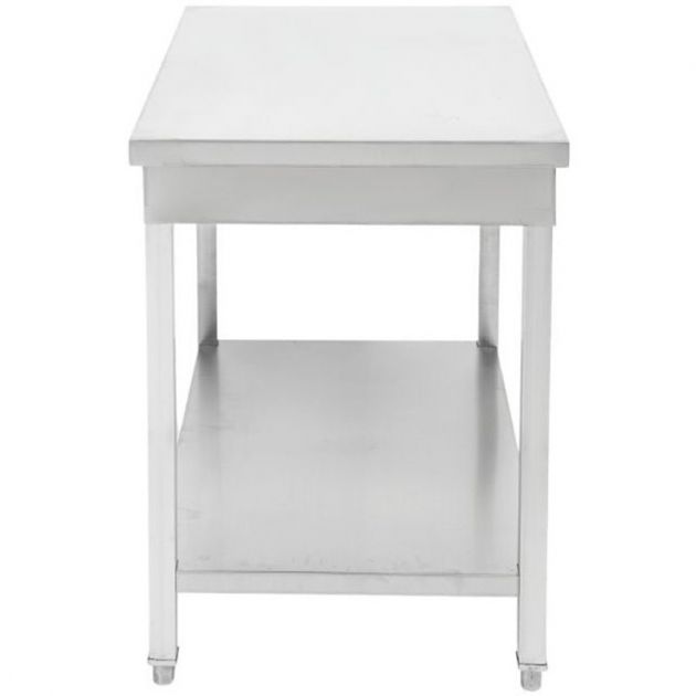 Table inox centrale avec étagère 600 mm