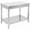 Table inox centrale avec étagère 600 mm