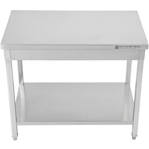 Table inox centrale avec étagère 600 mm