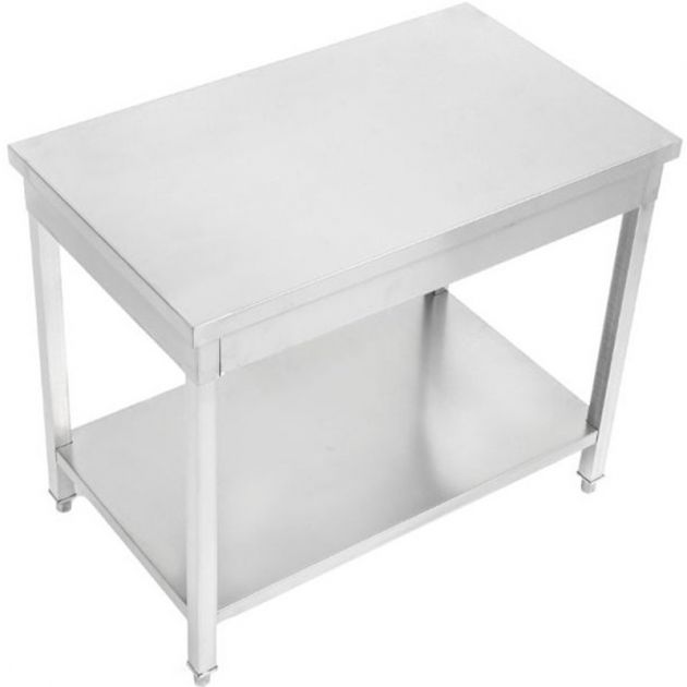 Table inox centrale avec étagère 600 mm