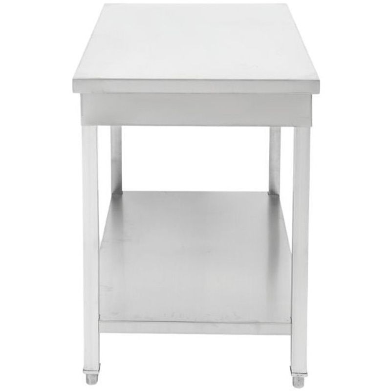 Table inox centrale avec étagère 700 mm