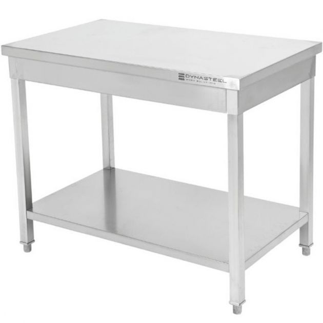Table inox centrale avec étagère 700 mm