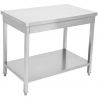Table inox centrale avec étagère 700 mm