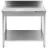 Table inox avec dosseret et étagère 600 mm