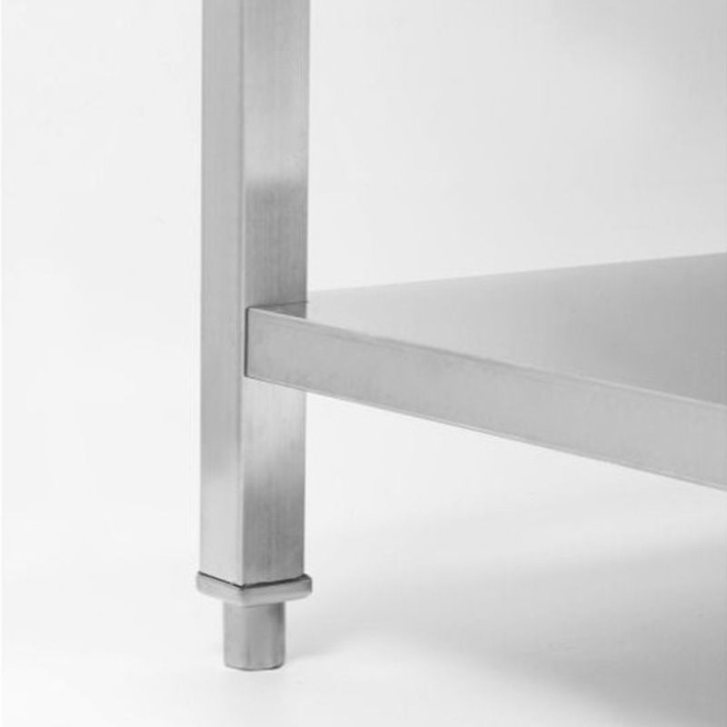 Table inox avec dosseret et étagère 600 mm