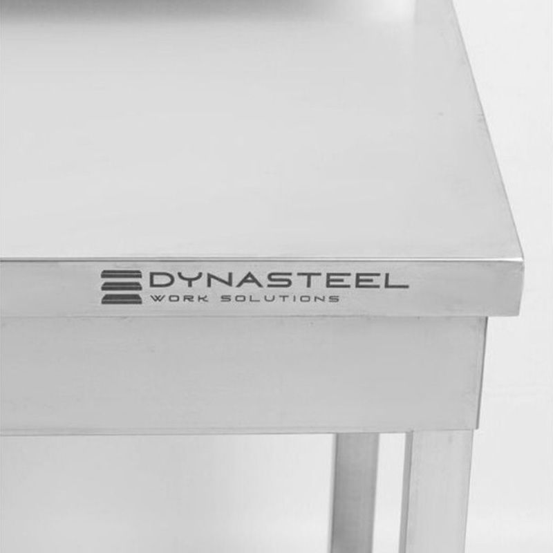 Table inox avec dosseret et étagère 600 mm