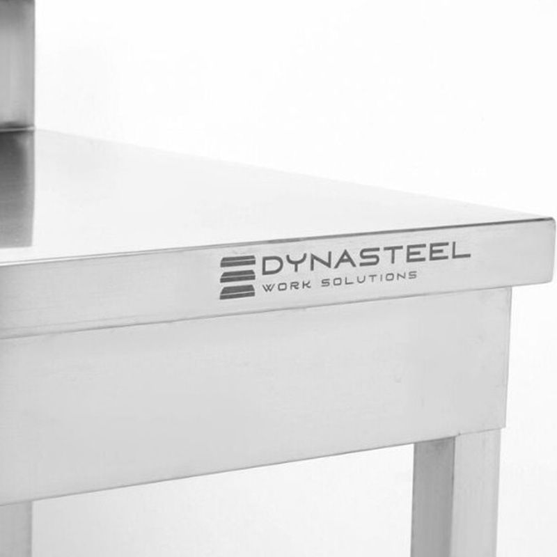 Table inox avec dosseret et étagère 600 mm