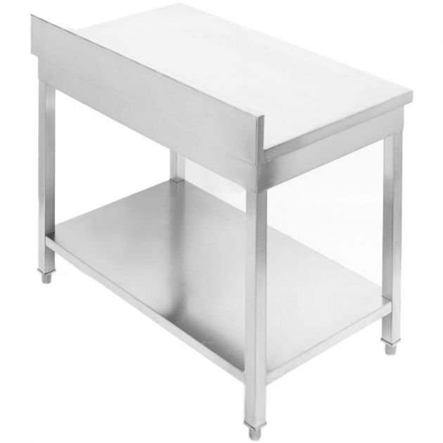 Table inox avec dosseret et étagère 600 mm