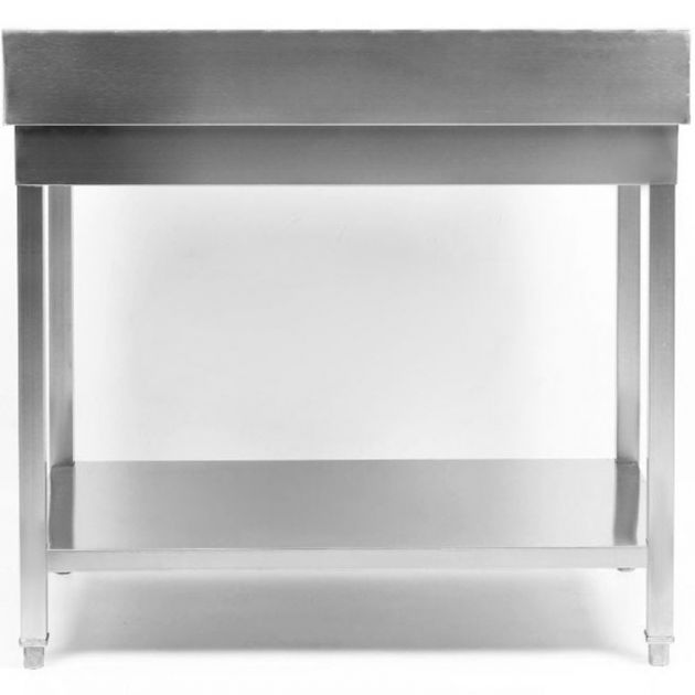 Table inox avec dosseret et étagère 700 mm