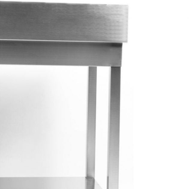 Table inox avec dosseret et étagère 700 mm