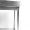 Table inox avec dosseret et étagère 700 mm