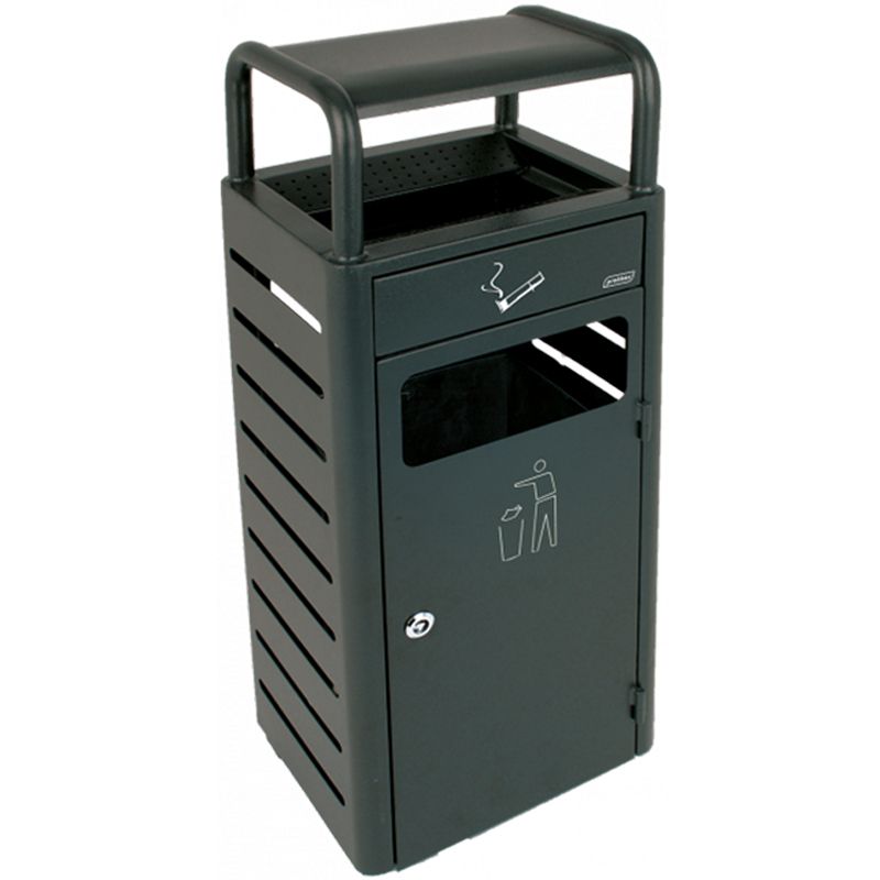 Poubelle cendrier en métal gris anthracite profil 24 L