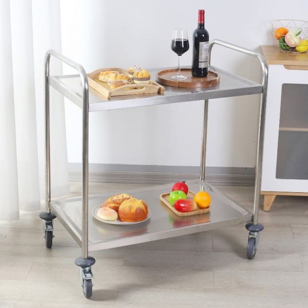 Chariot de service inox 2 plateaux Dynasteel