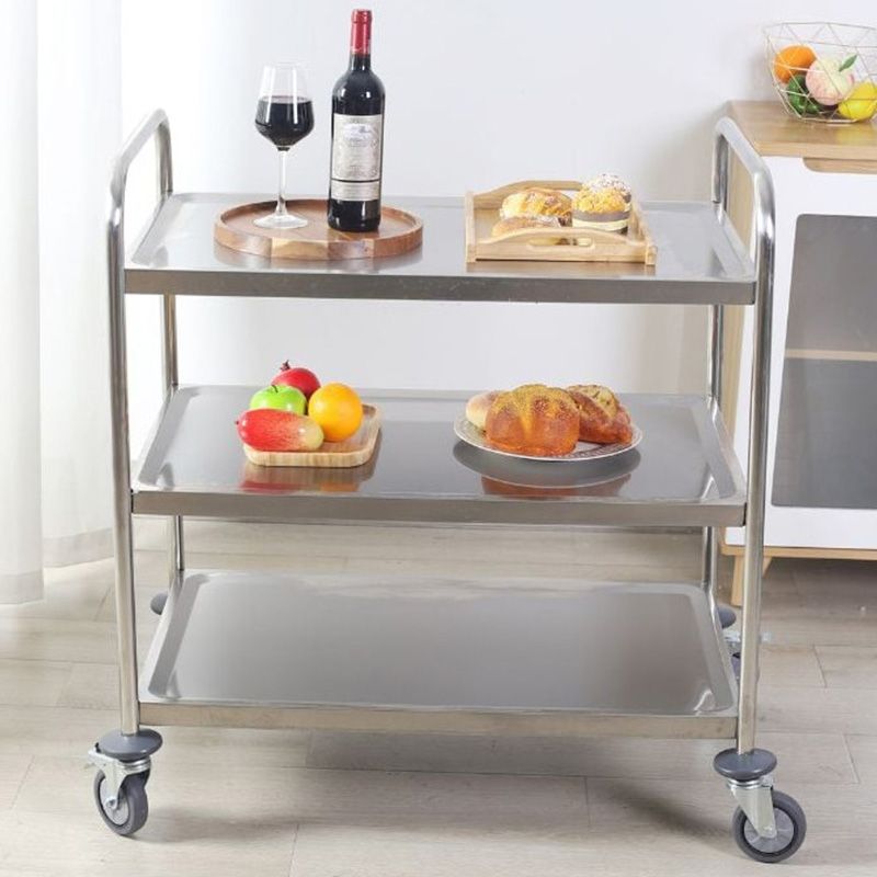 Chariot de service inox 3 plateaux