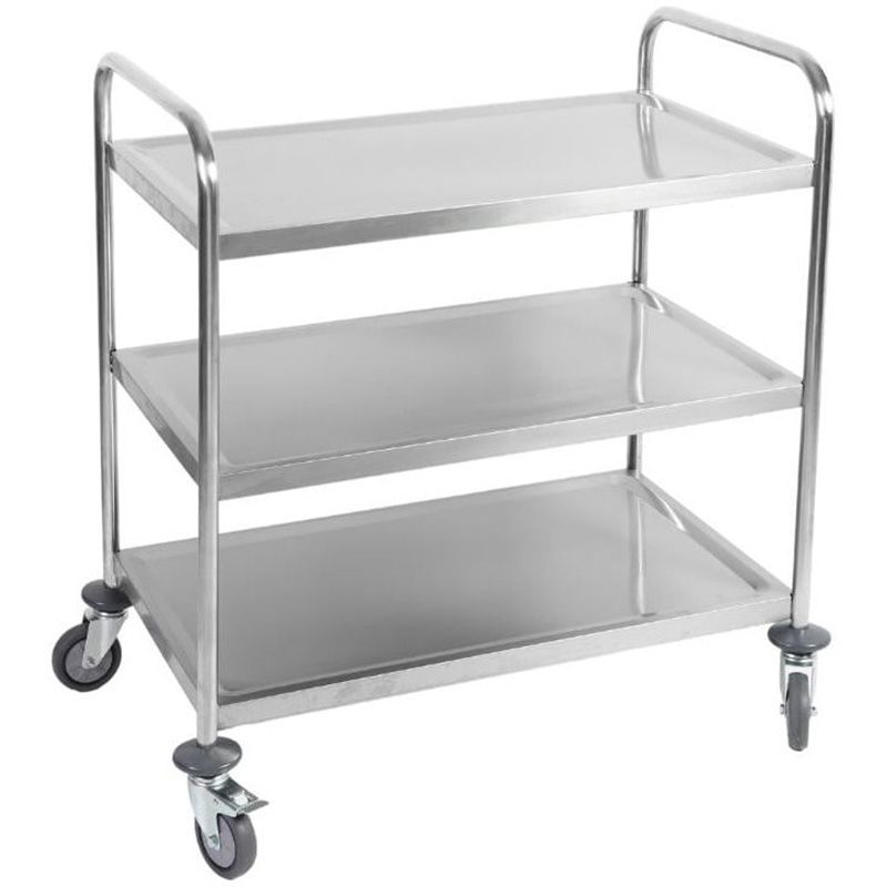 Chariot de service inox 3 plateaux