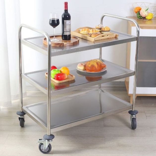 Chariot de service inox 3 plateaux Dynasteel