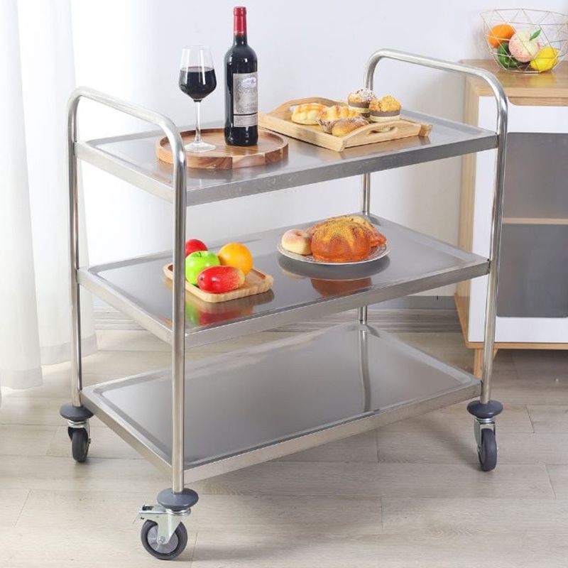 Chariot de service inox 3 plateaux