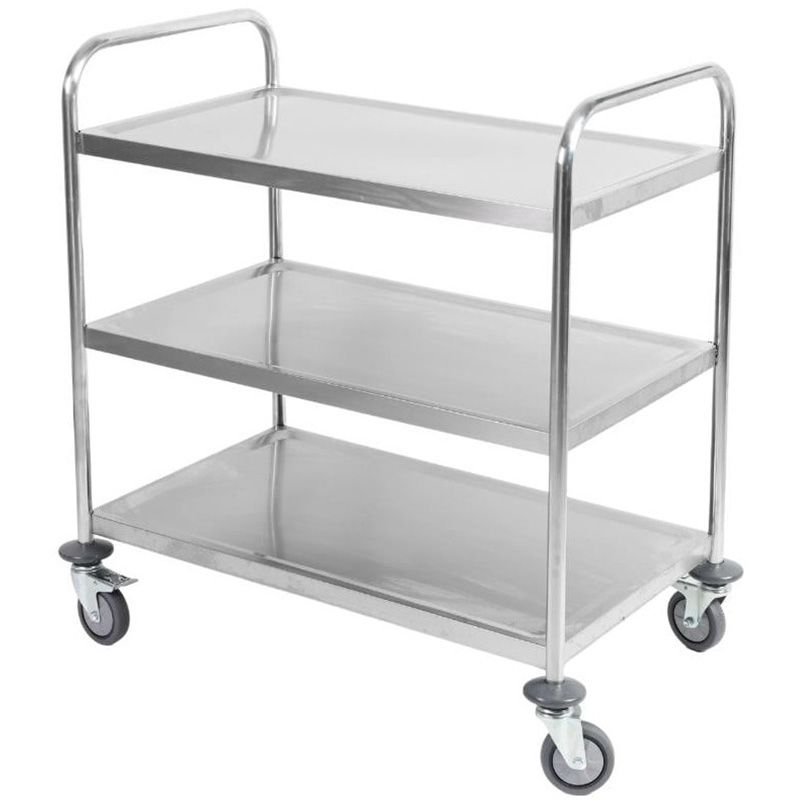Chariot de service inox 3 plateaux