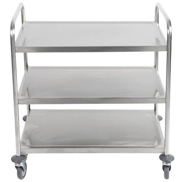 Chariot de service inox 3 plateaux