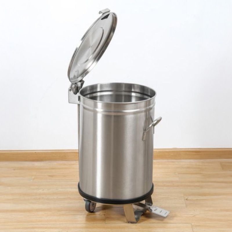 Poubelle à pédale inox sur roulette Poubelle à pédale inox sur roulette