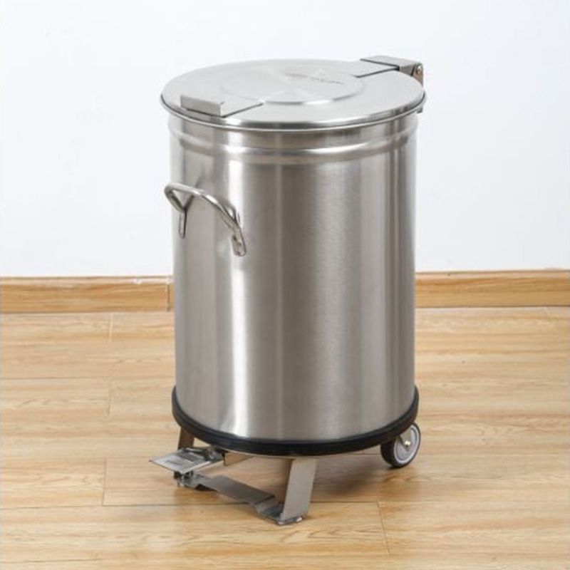 Poubelle à pédale inox sur roulette Poubelle à pédale inox sur roulette