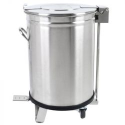 Poubelle à pédale inox sur roulette