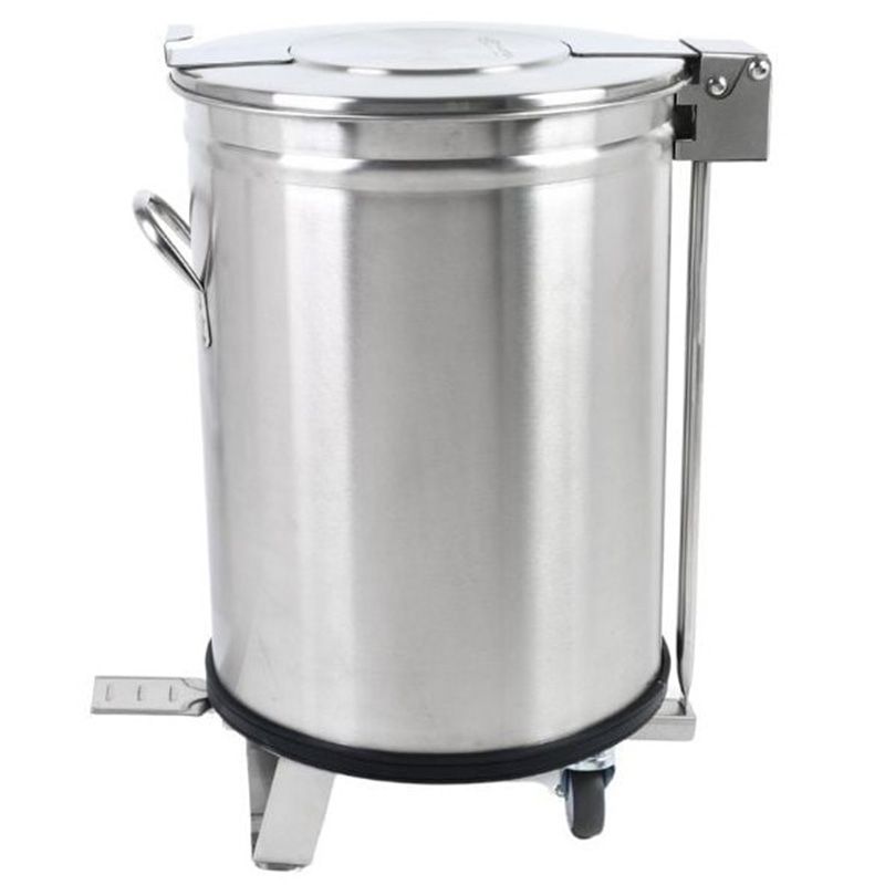 Poubelle à pédale inox sur roulette Poubelle à pédale inox sur roulette