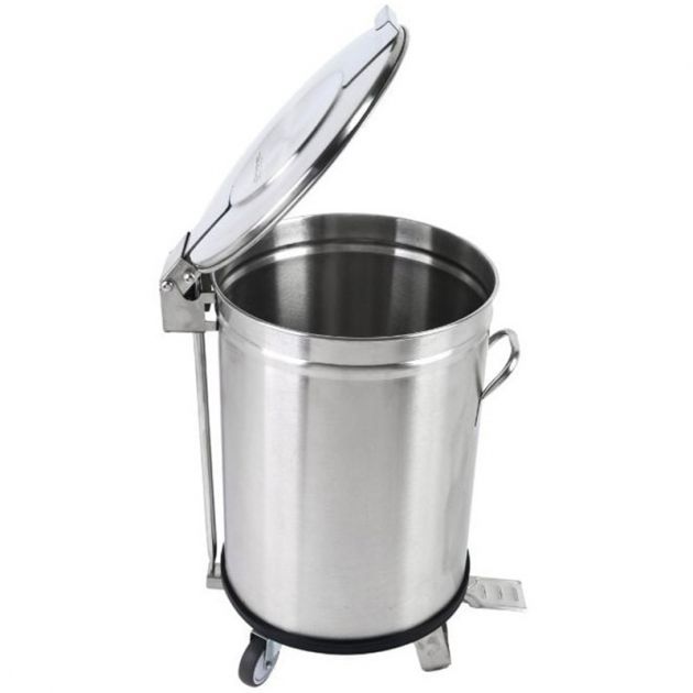 Poubelle à pédale inox sur roulette Poubelle à pédale inox sur roulette
