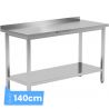 Table inox avec dosseret et étagère 600 x 1400 mm