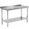 Table inox avec dosseret et étagère 600 mm