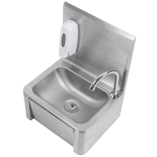 Lave main inox femoral avec distributeur de savon Lave main inox femoral avec distributeur de savon