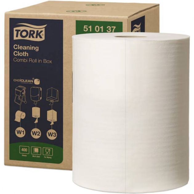 Chiffon de nettoyage Tork bobine 400 feuilles 510137