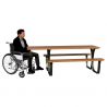 Table pique-nique PMR bois lasuré acajou et acier