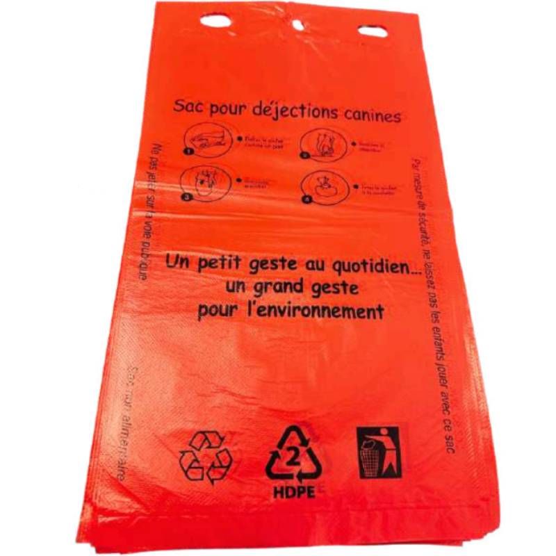 Sac déjection canine en liasse 3 perçages rouge x 200 sachets