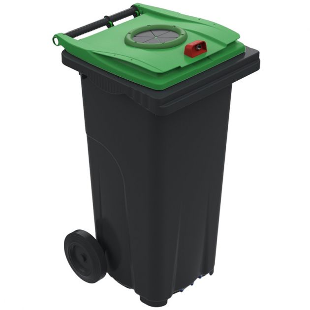 Conteneur poubelle tri sélectif 120 litres 2 roues verre