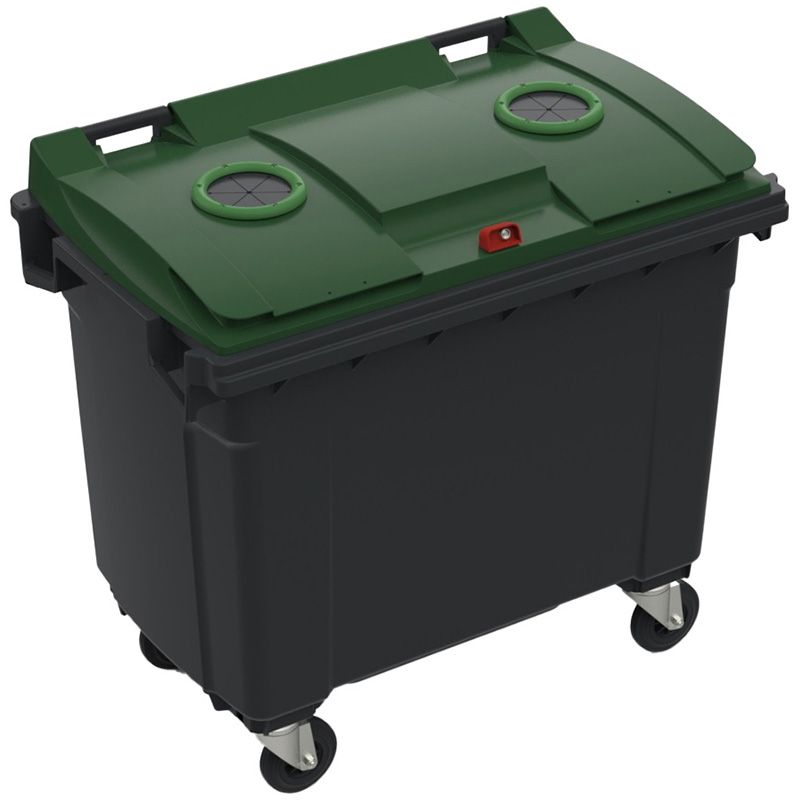 Conteneur poubelle tri sélectif 660 litres 4 roues verre