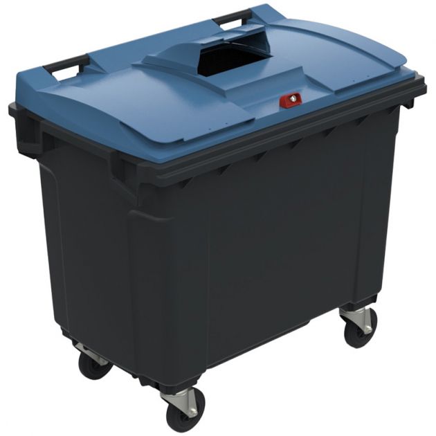 Conteneur poubelle tri sélectif 660 litres 4 roues papier