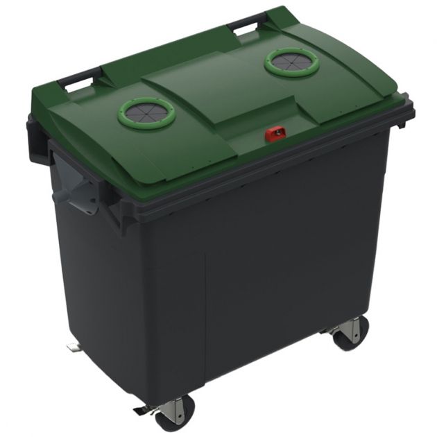 Conteneur poubelle tri sélectif 770 litres 4 roues verre