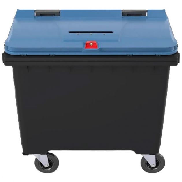 Conteneur poubelle tri sélectif 660 litres 4 roues papier confidentiel