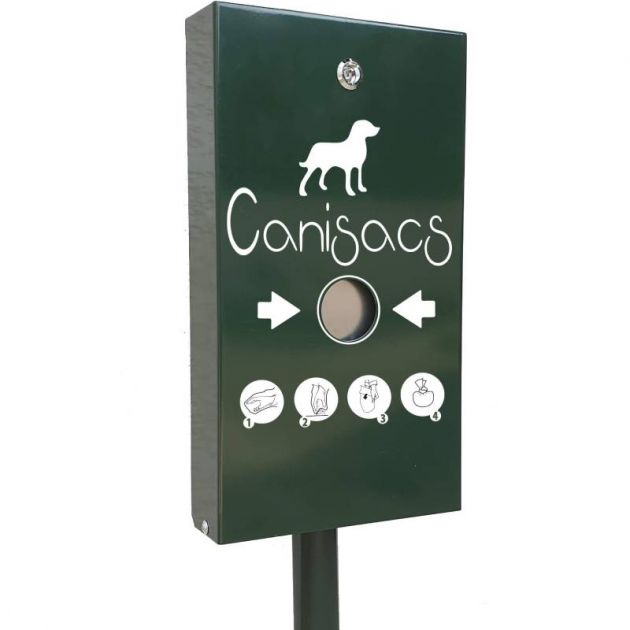 Borne de propreté avec distributeur CANISACS + 1 carton de 500 sachets + corbeille en PEHD