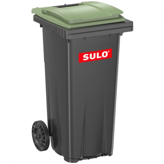 Conteneur poubelle 120 litres 2 roues SULO vert logo