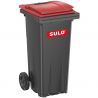 Conteneur poubelle 120 litres 2 roues SULO rouge logo