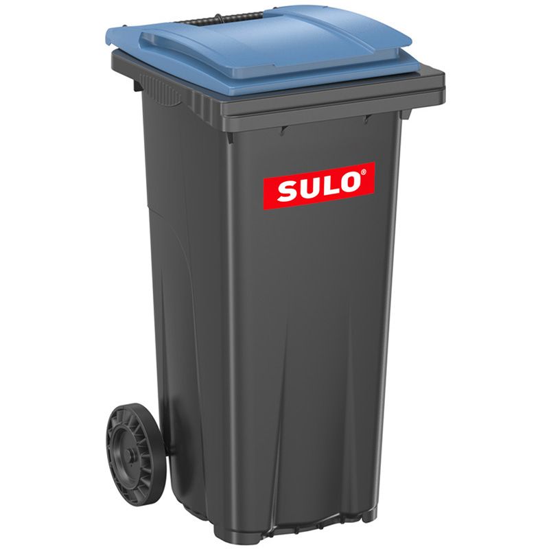 Conteneur poubelle 120 litres 2 roues SULO bleu logo