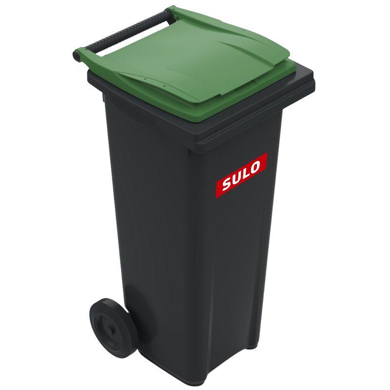Conteneur poubelle 140 litres 2 roues SULO vert logo