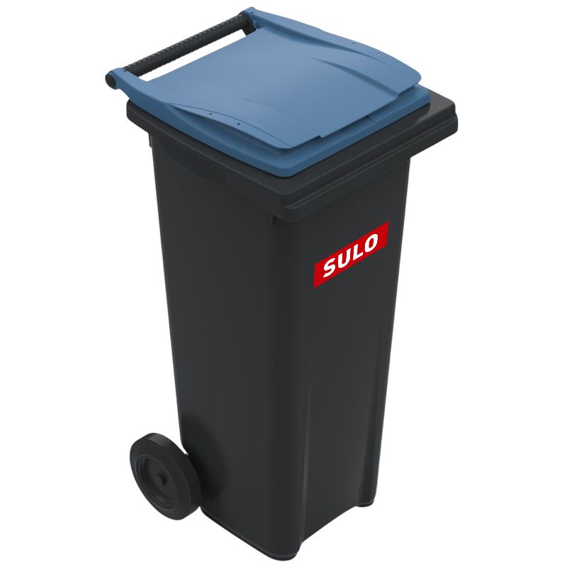 Conteneur poubelle 140 litres 2 roues SULO bleu logo