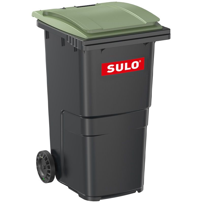 Conteneur poubelle 240 litres 2 roues SULO vert logo