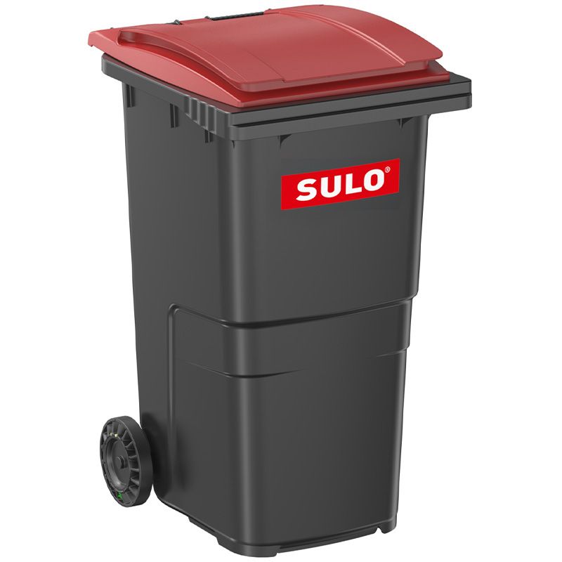 Conteneur poubelle 240 litres 2 roues SULO rouge logo